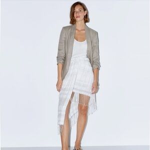 Zara Textured Asymmetrical Fringe Skirt
